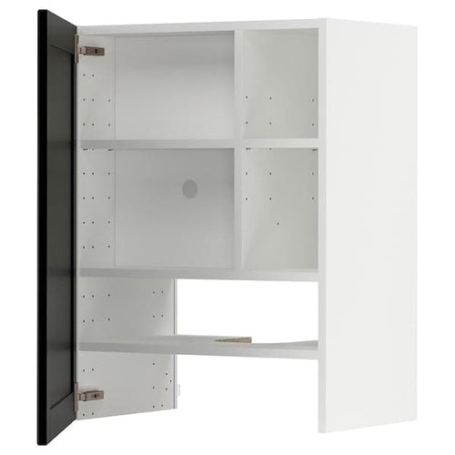 METOD wall cb f extr hood w shlf/door, white/Lerhyttan black stained, 60x80 cm
