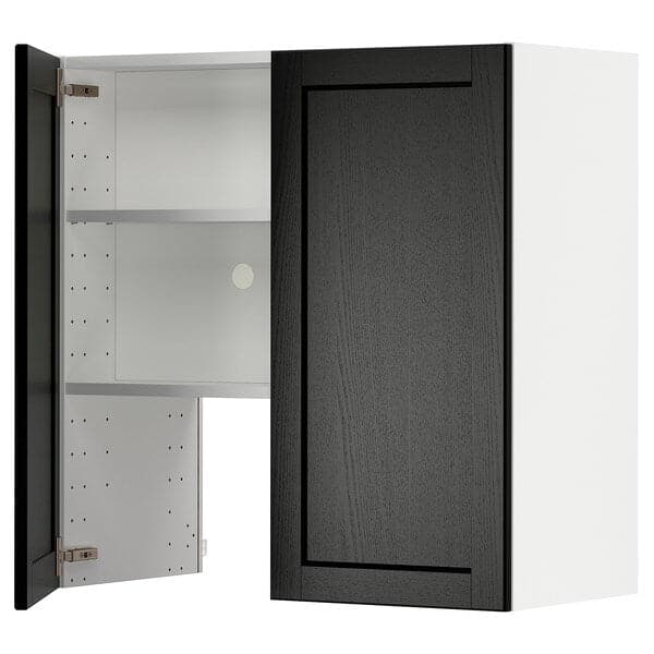 METOD - Wall cb f extr hood w shlf/door, white/Lerhyttan black stained , 80x80 cm - best price from Maltashopper.com 59504348