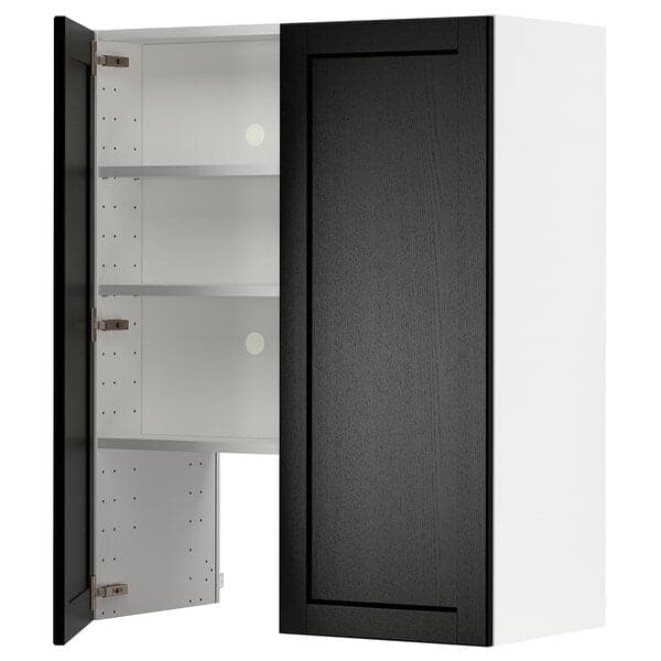 Ikea METOD - Wall cb f extr hood w shlf/door, white/Lerhyttan black stained, 80x100 cm