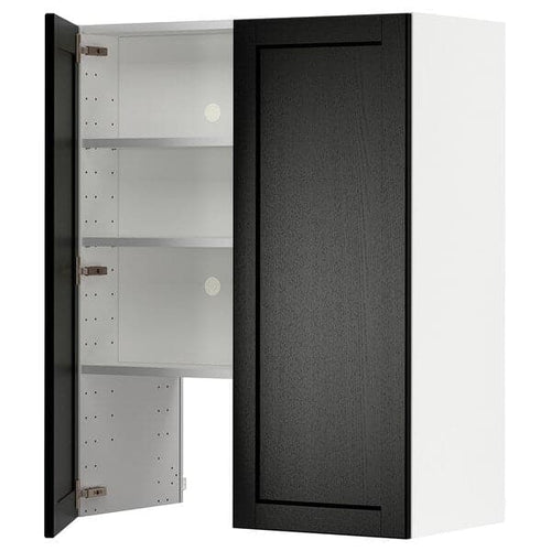 METOD - Wall cb f extr hood w shlf/door, white/Lerhyttan black stained, 80x100 cm
