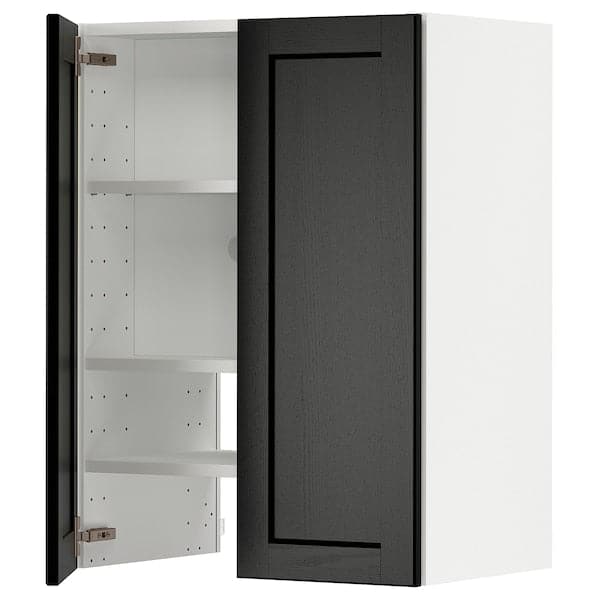 METOD - Wall cb f extr hood w shlf/door, white/Lerhyttan black stained, 60x80 cm - best price from Maltashopper.com 09504534