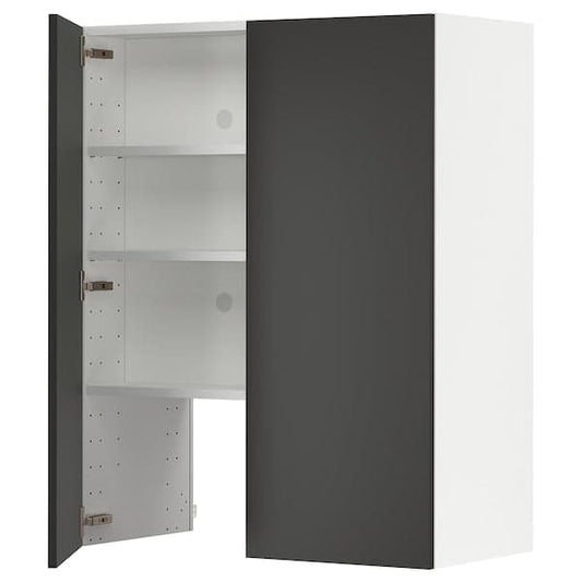 Ikea METOD - Wall cb f extr hood w shlf/door, white/Nickebo matt anthracite, 80x100 cm