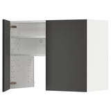 METOD wall cb f extr hood w shlf/door, white/Nickebo matt anthracite, 80x60 cm