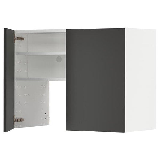 Ikea METOD - Wall cb f extr hood w shlf/door, white/Nickebo matt anthracite, 80x60 cm