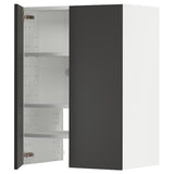 METOD wall cb f extr hood w shlf/door, white/Nickebo matt anthracite, 60x80 cm