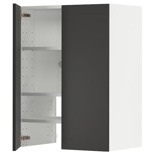 Ikea METOD - Wall cb f extr hood w shlf/door, white/Nickebo matt anthracite, 60x80 cm