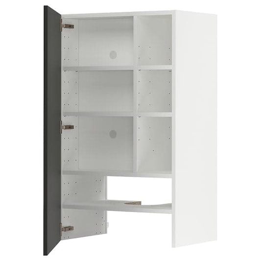 Ikea METOD - Wall cb f extr hood w shlf/door, white/Nickebo matt anthracite, 60x100 cm