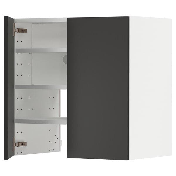 Ikea METOD - Wall cb f extr hood w shlf/door, white/Nickebo matt anthracite , 60x60 cm