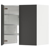 METOD wall cb f extr hood w shlf/door, white/Nickebo matt anthracite, 60x60 cm
