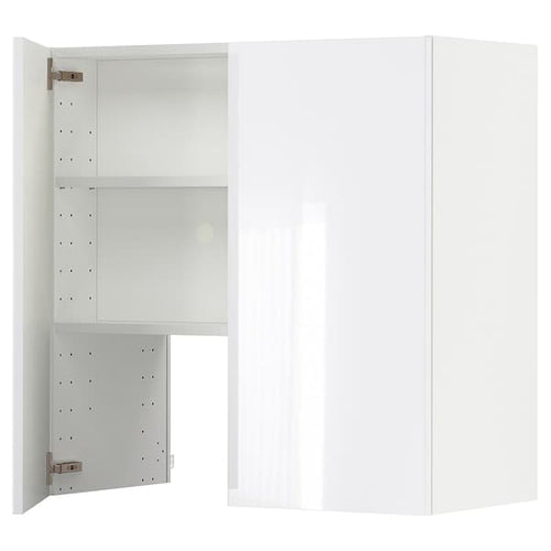 METOD - Wall cb f extr hood w shlf/door, white/Ringhult white, 80x80 cm