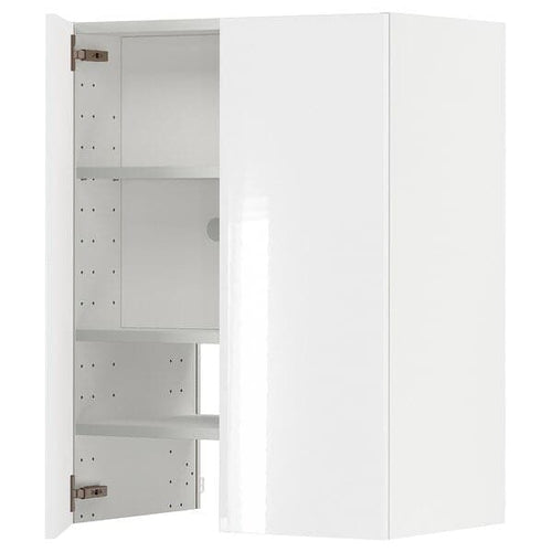 METOD wall cb f extr hood w shlf/door, white/Ringhult light grey, 60x80 cm