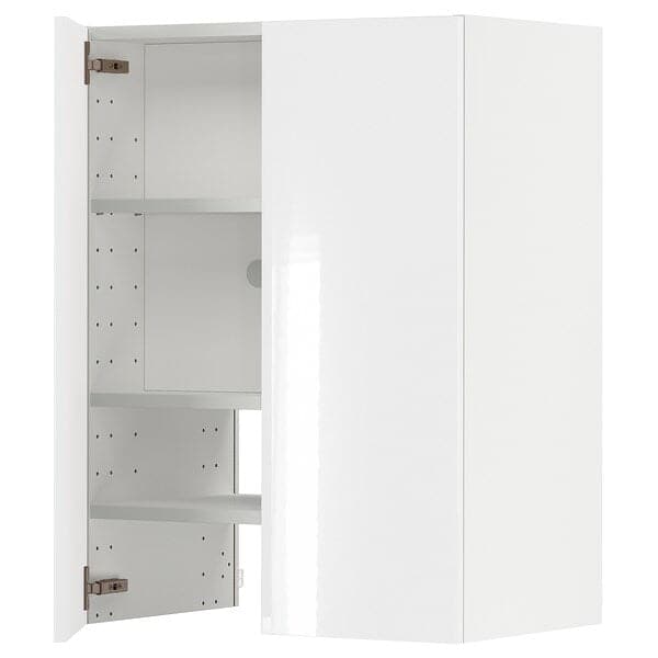 METOD - Wall cb f extr hood w shlf/door, white/Ringhult light grey , 60x80 cm