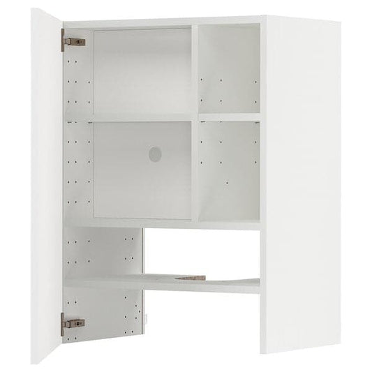METOD - Wall cb f extr hood w shlf/door, white/Ringhult light grey , 60x80 cm - best price from Maltashopper.com 79504465