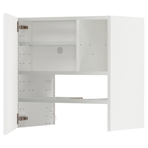 METOD - Wall cb f extr hood w shlf/door, white/Ringhult light grey, 60x60 cm - best price from Maltashopper.com 89505332