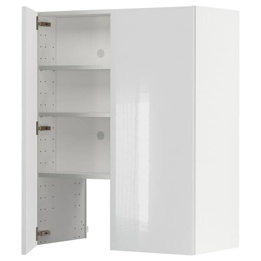 Ikea METOD - Wall cb f extr hood w shlf/door, white/Ringhult light grey, 80x100 cm