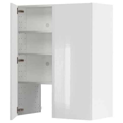 METOD - Wall cb f extr hood w shlf/door, white/Ringhult light grey, 80x100 cm