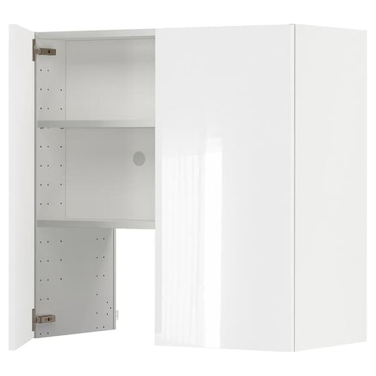 Ikea METOD - Wall cb f extr hood w shlf/door, white/Ringhult light grey , 80x80 cm