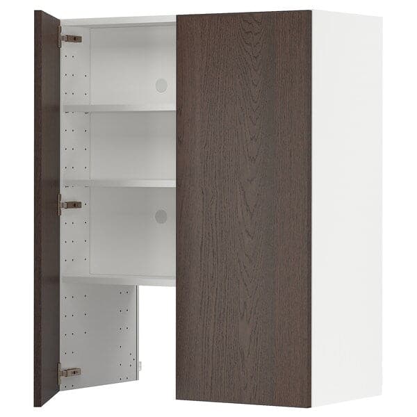 METOD - Wall cb f extr hood w shlf/door, white/Sinarp brown , 80x100 cm - best price from Maltashopper.com 19504307