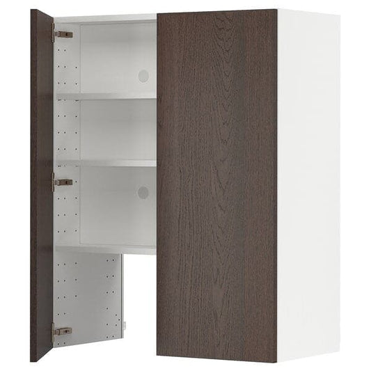 METOD - Wall cb f extr hood w shlf/door, white/Sinarp brown , 80x100 cm - best price from Maltashopper.com 19504307