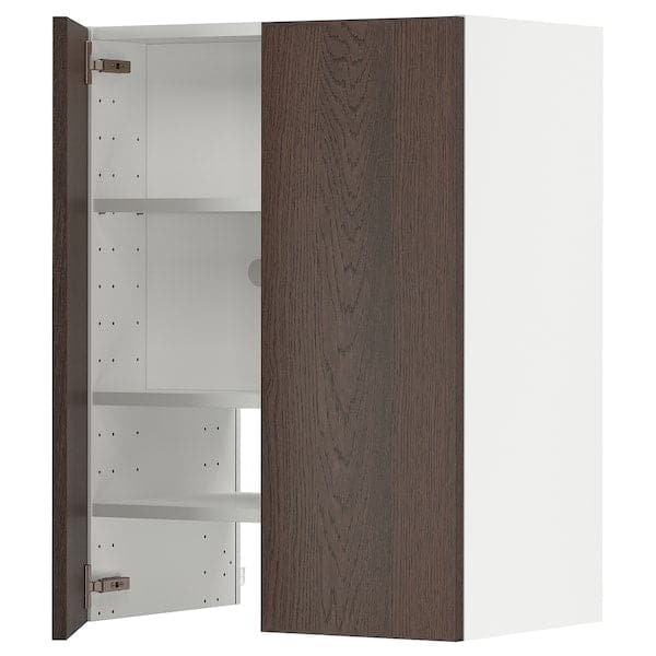 METOD - Wall cb f extr hood w shlf/door, white/Sinarp brown , 60x80 cm - best price from Maltashopper.com 19504576