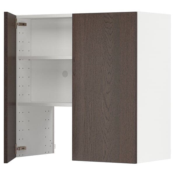 METOD - Wall cb f extr hood w shlf/door, white/Sinarp brown , 80x80 cm - best price from Maltashopper.com 39504368