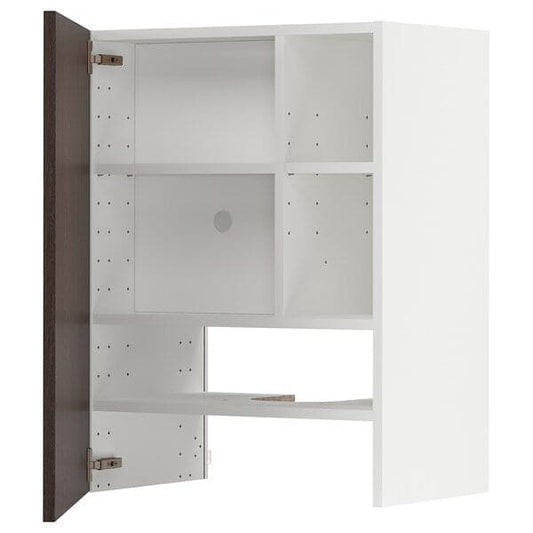 Ikea METOD - Wall cb f extr hood w shlf/door, white/Sinarp brown , 60x80 cm