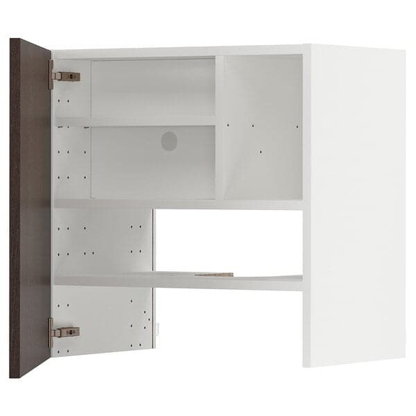 METOD - Wall cb f extr hood w shlf/door, white/Sinarp brown , 60x60 cm - best price from Maltashopper.com 49505348