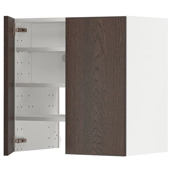 METOD - Wall cb f extr hood w shlf/door, white/Sinarp brown , 60x60 cm - best price from Maltashopper.com 59505282