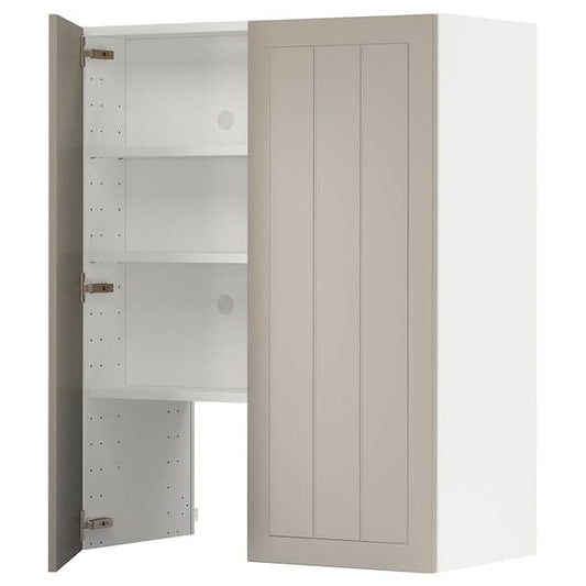 Ikea METOD - Wall cb f extr hood w shlf/door, white/Stensund beige, 80x100 cm