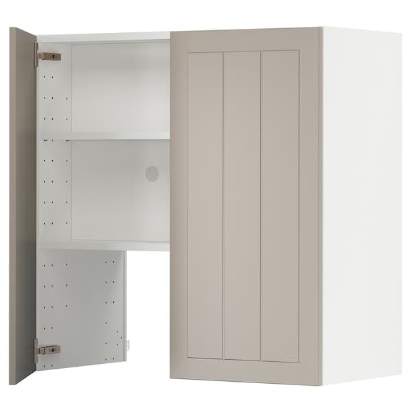 Ikea METOD - Wall cb f extr hood w shlf/door, white/Stensund beige , 80x80 cm