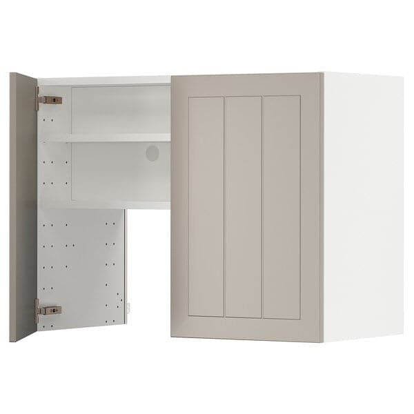 METOD - Wall cb f extr hood w shlf/door, white/Stensund beige , 80x60 cm