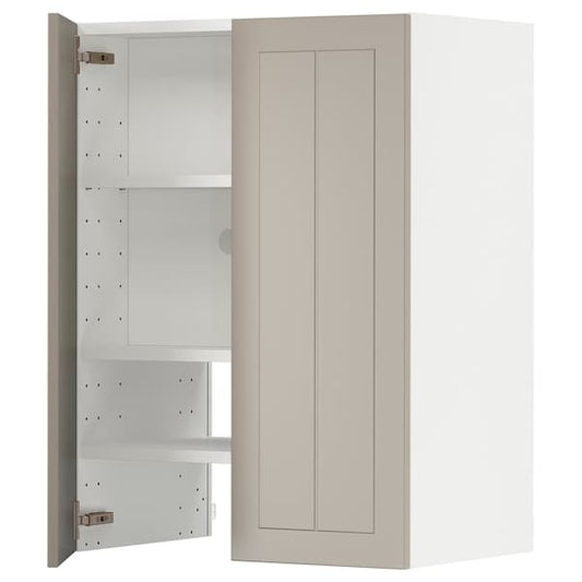 Ikea METOD - Wall cb f extr hood w shlf/door, white/Stensund beige, 60x80 cm