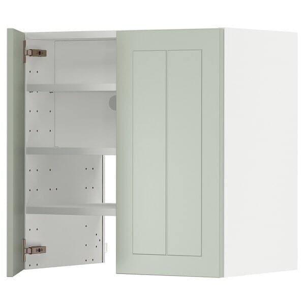 METOD - Wall cb f extr hood w shlf/door, white/Stensund light green, 60x60 cm - best price from Maltashopper.com 29505269