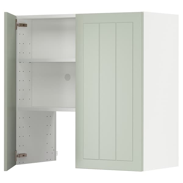 METOD - Wall cb f extr hood w shlf/door, white/Stensund light green, 80x80 cm - best price from Maltashopper.com 39504354