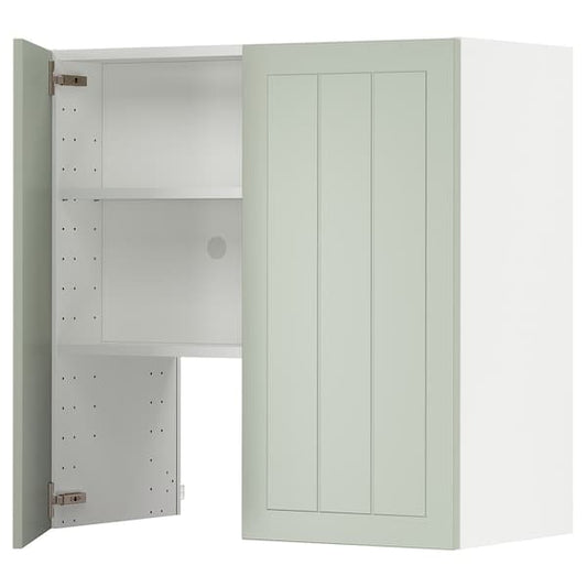 METOD - Wall cb f extr hood w shlf/door, white/Stensund light green, 80x80 cm - best price from Maltashopper.com 39504354