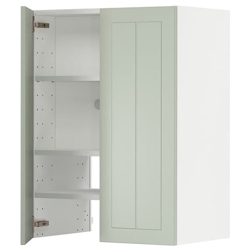 METOD wall cb f extr hood w shlf/door, white/Stensund light green, 60x80 cm