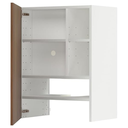 Ikea METOD - Wall cb f extr hood w shlf/door, white/Tistorp brown walnut effect, 60x80 cm