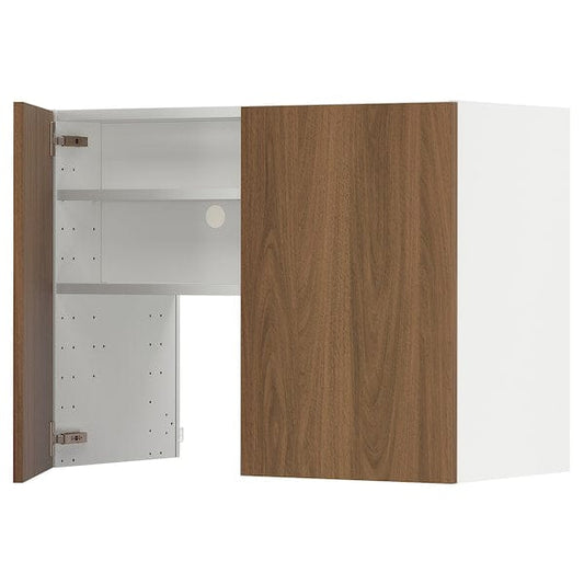Ikea METOD - Wall cb f extr hood w shlf/door, white/Tistorp brown walnut effect, 80x60 cm