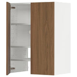 METOD wall cb f extr hood w shlf/door, white/Tistorp brown walnut effect, 60x80 cm