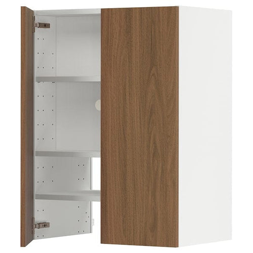 METOD - Wall cb f extr hood w shlf/door, white/Tistorp brown walnut effect, 60x80 cm