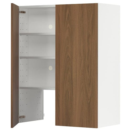 METOD - Wall cb f extr hood w shlf/door, white/Tistorp brown walnut effect, 80x100 cm