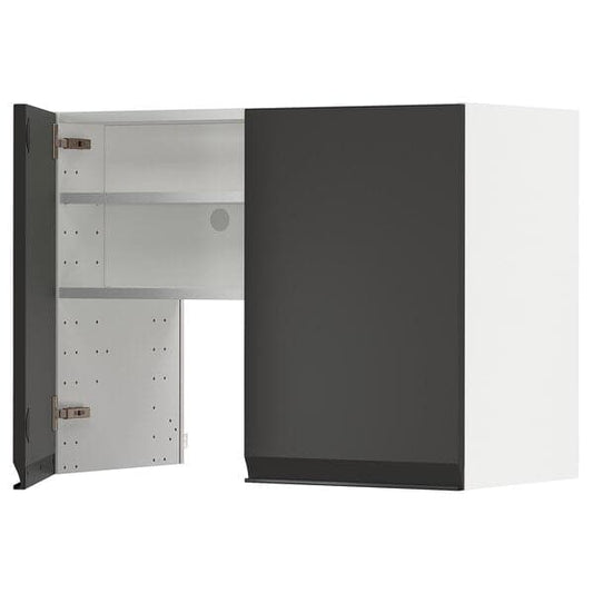 METOD - Wall cb f extr hood w shlf/door, white/Upplöv matt anthracite , 80x60 cm - best price from Maltashopper.com 39504410