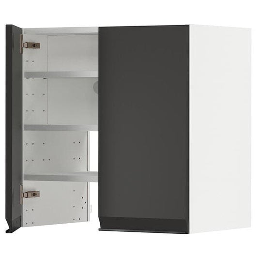 METOD - Wall cb f extr hood w shlf/door, white/Upplöv matt anthracite , 60x60 cm - best price from Maltashopper.com 69505272