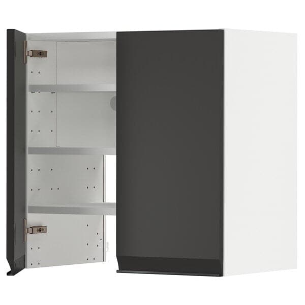 METOD - Wall cb f extr hood w shlf/door, white/Upplöv matt anthracite , 60x60 cm - best price from Maltashopper.com 69505272