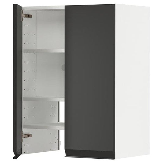 Ikea METOD - Wall cb f extr hood w shlf/door, white/Upplöv matt anthracite , 60x80 cm