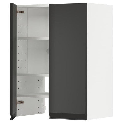 METOD wall cb f extr hood w shlf/door, white/Upplöv matt anthracite, 60x80 cm