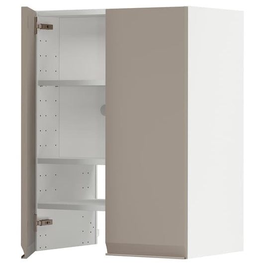Ikea METOD - Wall cb f extr hood w shlf/door, white/Upplöv matt dark beige, 60x80 cm