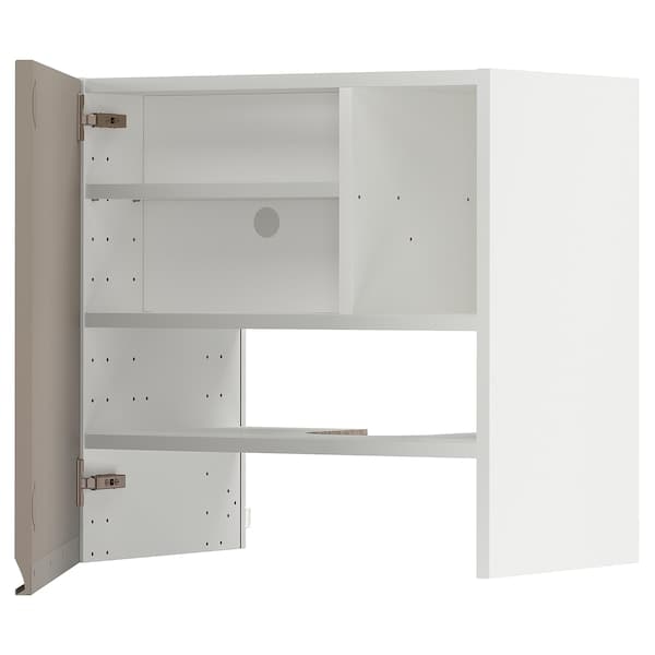 METOD - Wall cb f extr hood w shlf/door, white/Upplöv matt dark beige , 60x60 cm - best price from Maltashopper.com 19505335