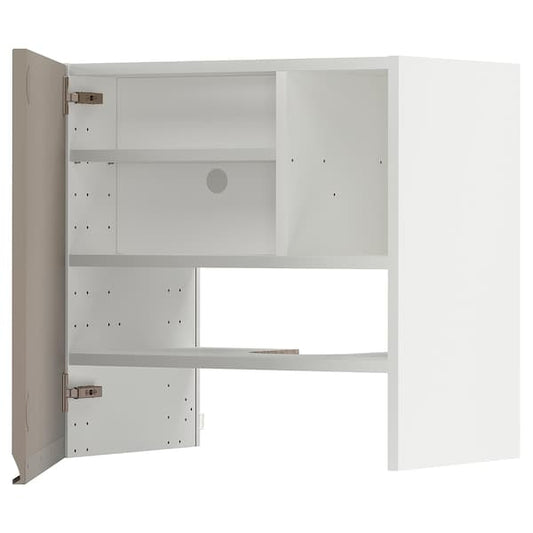 Ikea METOD - Wall cb f extr hood w shlf/door, white/Upplöv matt dark beige , 60x60 cm