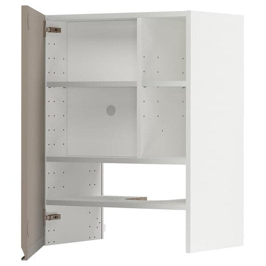 Ikea METOD - Wall cb f extr hood w shlf/door, white/Upplöv matt dark beige , 60x80 cm